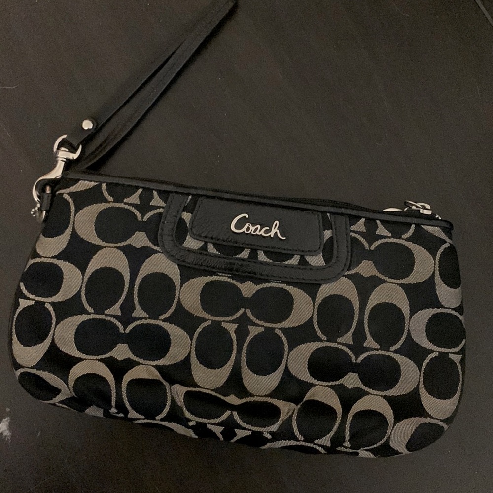 Vintage black and gray Coach wristlet